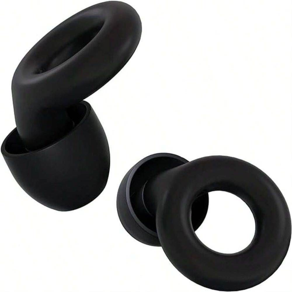 New Black Circle Round Ear Plugs With‎ Case Silicone Concert Tips